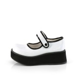 Hvide 6 cm SPRITE-01 emo maryjane sko - plateausko med spnde