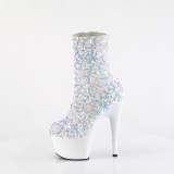 Hvide Pailletter 18 cm ADORE-1042SQ kvinder h�jh�lede boots plateau