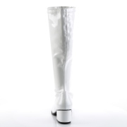 Hvide laklæder støvler blokhæl 5 cm - 70 erne hippie disco boots knæhøje - patent læder støvler