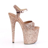 Kobber 20 cm FLAMINGO-810LG glitter plateau high heels sko