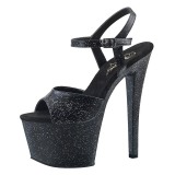 Kunstlæder 18 cm Pleaser SKY-309MMG glitter plateau high heels sko