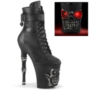 LED Skull platform 20 cm pleaser high heels ankle boots - black