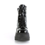 Laklæder 11,5 cm SHAKER-52 demonia alternativ kilehæl boots plateau sort