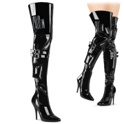 Laklæder 13 cm SEDUCE-3019 overknee støvler til mænd og drag queens i sort