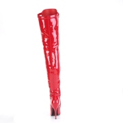 Laklæder 13 cm SEDUCE-3024 Røde lårlange støvler med snørebånd