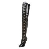 Laklæder 13 cm SEDUCE-3024 Sorte lårlange støvler til mænd