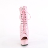 Laklder 15 cm DELIGHT-1021 ben t ankelboots - hjhlede boots rosa