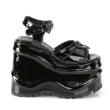 Laklder 15 cm DemoniaCult WAVE-09 lolita plateau sandaler med kilehle