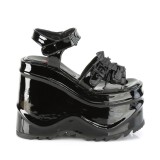Laklder 15 cm DemoniaCult WAVE-13 lolita plateau sandaler med kilehle