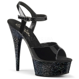 Laklæder 15 cm Pleaser DELIGHT-609MG glitter plateau high heels sko