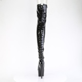 Lakl�der 18 cm ADORE-3850 Sorte l�rlange st�vler med sn�reb�nd