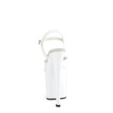 Laklæder 19 cm ENCHANT-709 hvide pleaser højhælede sko platform