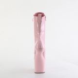 Laklder 20 cm CRAZE-1040 Heelless ankle boots pony heels rosa