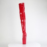 Laklder 20 cm CRAZE-3000 Heelless overknee damestvler pony heels rde