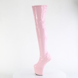 Laklder 20 cm CRAZE-3000 Heelless overknee damestvler pony heels rosa