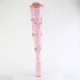 Lakl�der 20 cm CRAZE-3028 Heelless overknee damest�vler pony heels rosa