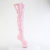 Lakl�der 20 cm CRAZE-3028 Heelless overknee damest�vler pony heels rosa