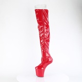 Laklæder 20 cm CRAZE-3050 Heelless overknee damestøvler pony heels røde