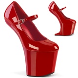 Laklæder 20 cm CRAZE-880 Heelless pumps pony heels røde