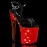 Laklder 20 cm DISCOLITE-809 stripper sandaler poledance sko LED pre