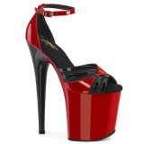 Laklæder 20 cm FLAMINGO-884 røde pleaser højhælede sko platform