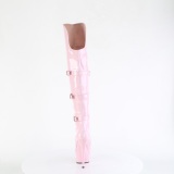 Laklæder overknees 15 cm DELIGHT-3018 overknee lakstøvler med spænder rosa
