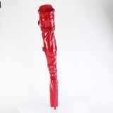 Laklæder overknees 23 cm INFINITY-3028 overknee lakstøvler med spænder røde