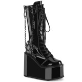 Laklæder sort 14 cm SWING-150 cyberpunk plateaustøvler