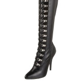 Leatherette 13 cm SEDUCE-3024 Black overknee boots with laces