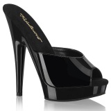 Leatherette 15 cm SULTRY-601 Black mules high heels