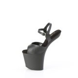 Leatherette 20 cm CRAZE-809 Heelless platform pony high heels shoes black