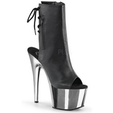 Leatherette Black 18 cm Pleaser ADORE-1018 Chrome Platform Ankle Calf Boots