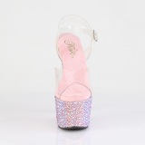 Lyser�d 18 cm BEJEWELED-708MS poledance h�je h�le sko med strass plateau