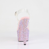 Lyser�d 18 cm BEJEWELED-708MS poledance h�je h�le sko med strass plateau
