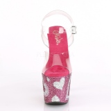 Lyser�d 18 cm LOVESICK-708HEART damesko med h�j h�l Glitrende Sten