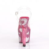 Lyser�d 18 cm LOVESICK-708HEART damesko med h�j h�l Glitrende Sten