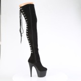 Microfiber 18 cm ADORE-3063 Black overknee boots with laces
