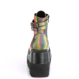 Neon regnbue 11,5 cm SHAKER-52 lolita ankelstøvler kilehæl plateau