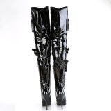 Patent 13 cm SEDUCE-3019 high heeled thigh high boots with buckles
