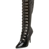 Patent 13 cm SEDUCE-3024 Black overknee boots with laces