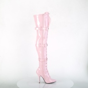 Patent 13 cm SEDUCE-3028 Rosa overknee boots with laces