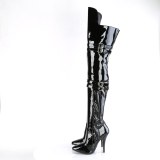 Patent 13 cm SEDUCE-3080 high heeled thigh high boots with buckles