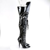 Patent 13 cm SEDUCE-3082 thigh high boots for mens and drag queens in black