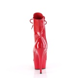 Patent 15 cm DELIGHT-1021 Exotic platform peep toe ankle boots red