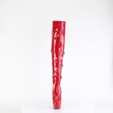 Patent 15 cm DELIGHT-3018 high heeled thigh high boots with buckles red