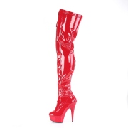 Patent 15 cm DELIGHT-3027 Red overknee boots with laces