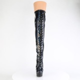 Patent 15 cm DELIGHT-3029 Black overknee boots with laces