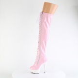 Patent 15 cm DELIGHT-3029 rose overknee boots with laces