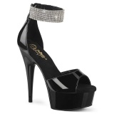 Patent 15 cm DELIGHT-625 pleaser high heels with ankle straps