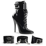 Patent 15 cm DOMINA-1023 Black ankle boots high heels